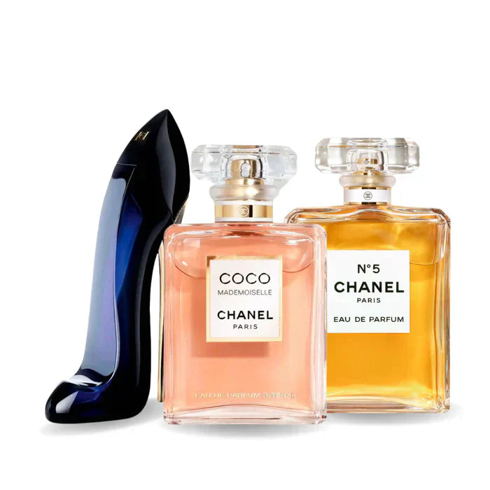 3 Perfume Set: GOOD GIRL, COCO MADEMOISELLE y Chanel Nº5 100ml