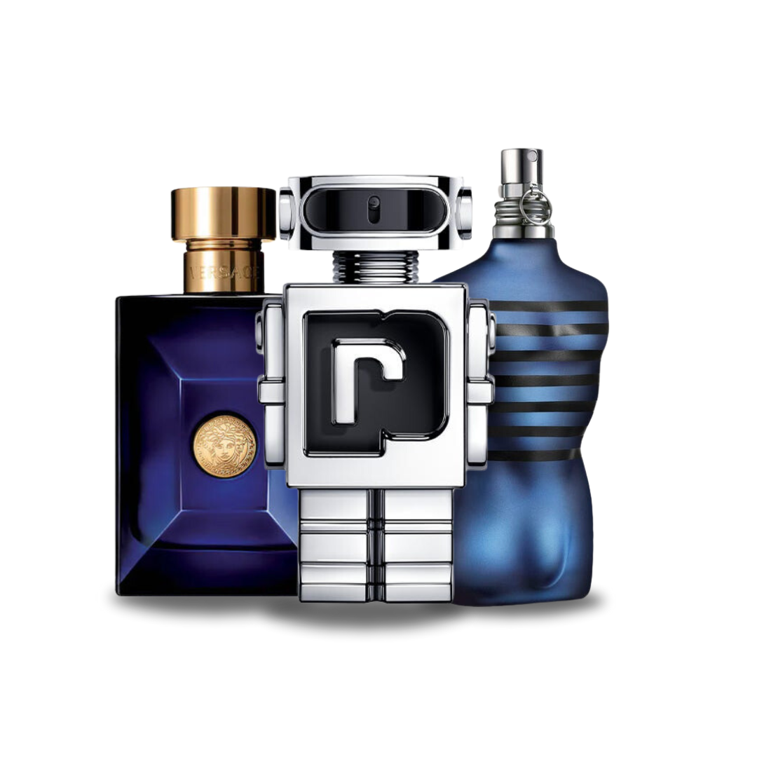 3 Perfume Set: Versace DYLAN BLUE, Paco Rabanne PHANTOM y Jean Paul Gaultier ULTRA MALE 100ml