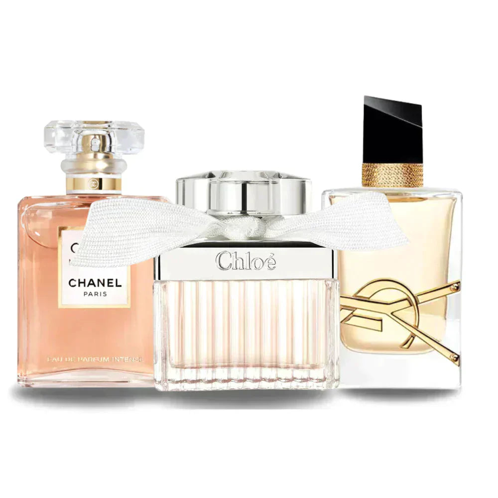 3 Perfume Set: Chanel COCO MADEMOISELLE, Yves Saint Laurent LIBRE e CHLOÉ 100ml